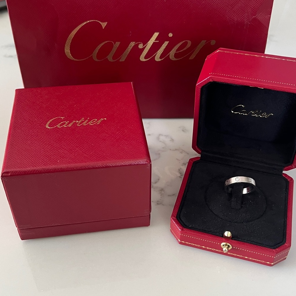 Cartier Love Wedding Band with 1 diamond in White Gold size 54